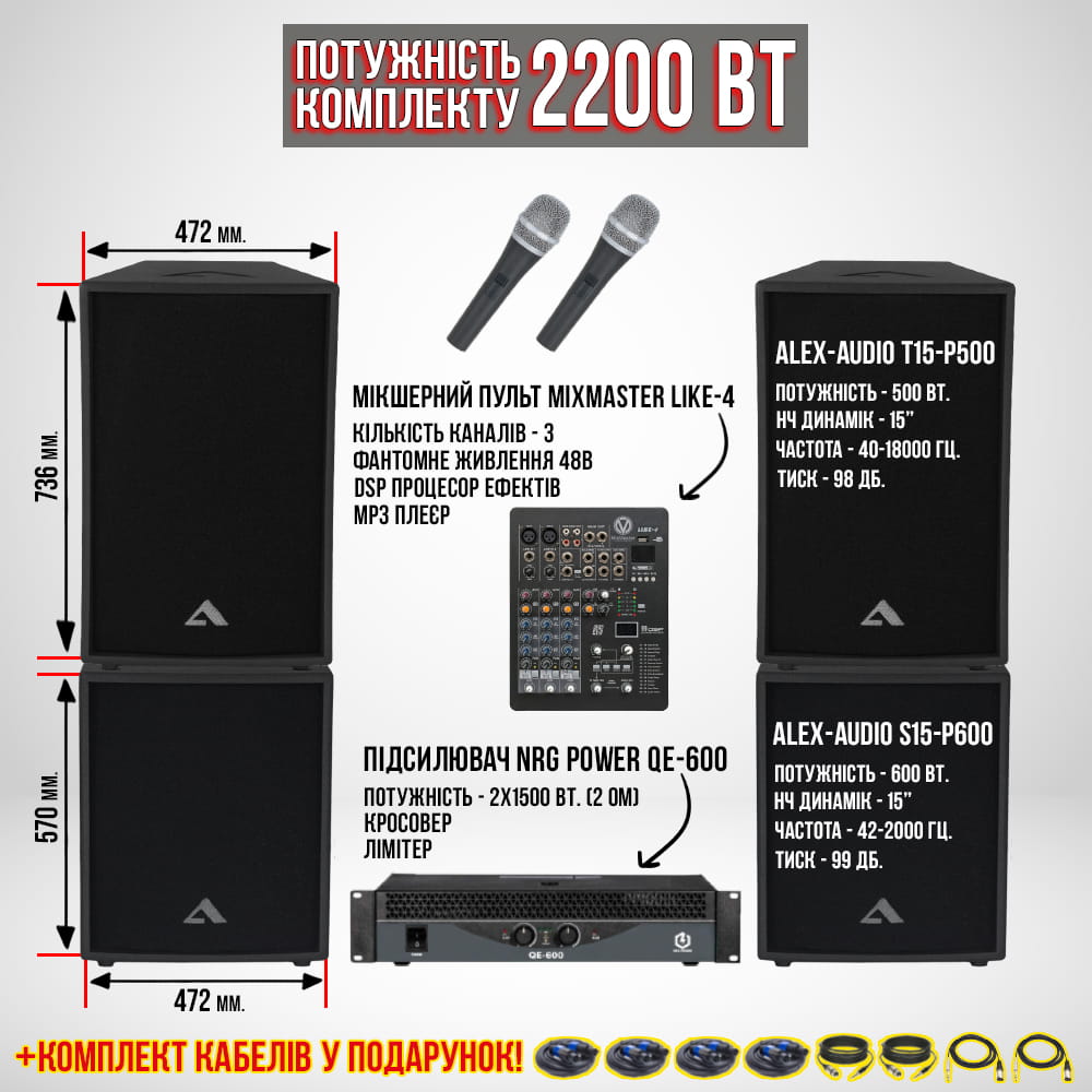Акустичний комплект SET15 (2200 Вт.)
